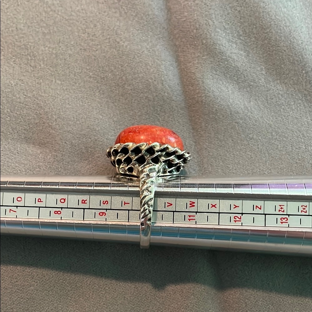 Silver and Red Stone Women's Ring